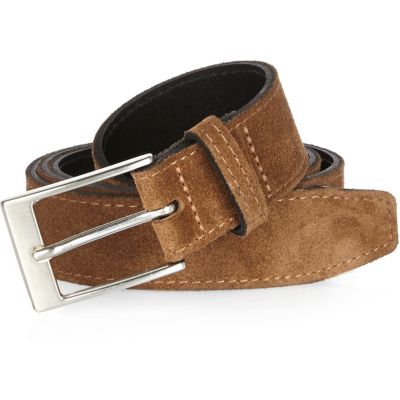 Brown suede stitched belt
